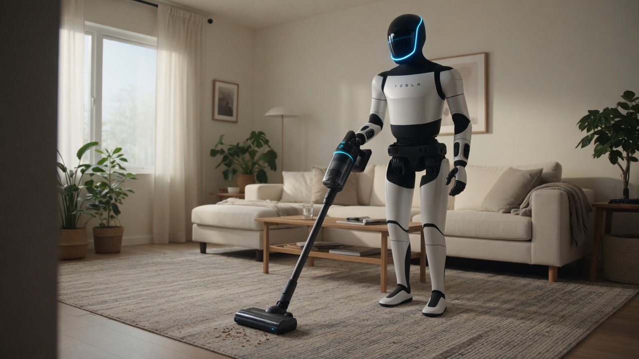 Tesla Optimus Gen 3 in a family living room