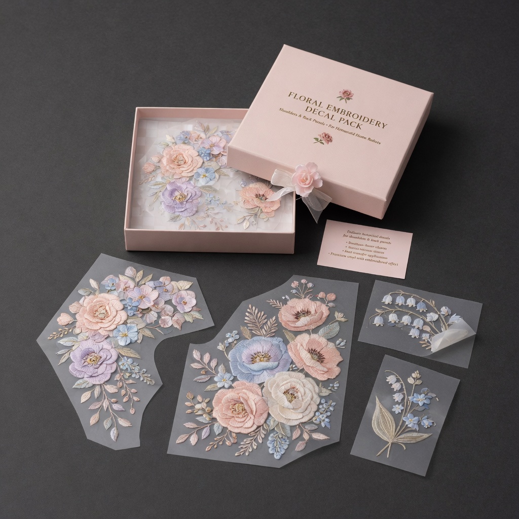 Floral Embroidery Decal Pack